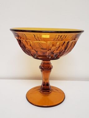 Amber Glass Compote Pedestal Bowl